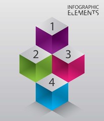 Illustration of modern abstract 3d cube infographic elements