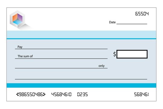 Illustration of a blank bank cheque