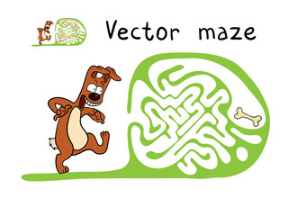 Vector Maze, Labyrinth with Dog.