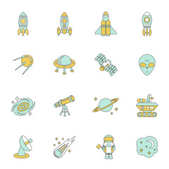 Space Line Icons Set