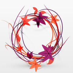 Autumn leaves and lines abstract background