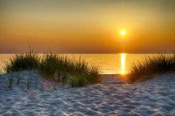 Panele Szklane  Zachód słońca nad jeziorem Michigan