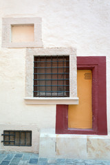 Fototapeta na wymiar Art deco style wall with square windows
