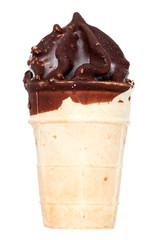 Chocolate ice cream cone isolated