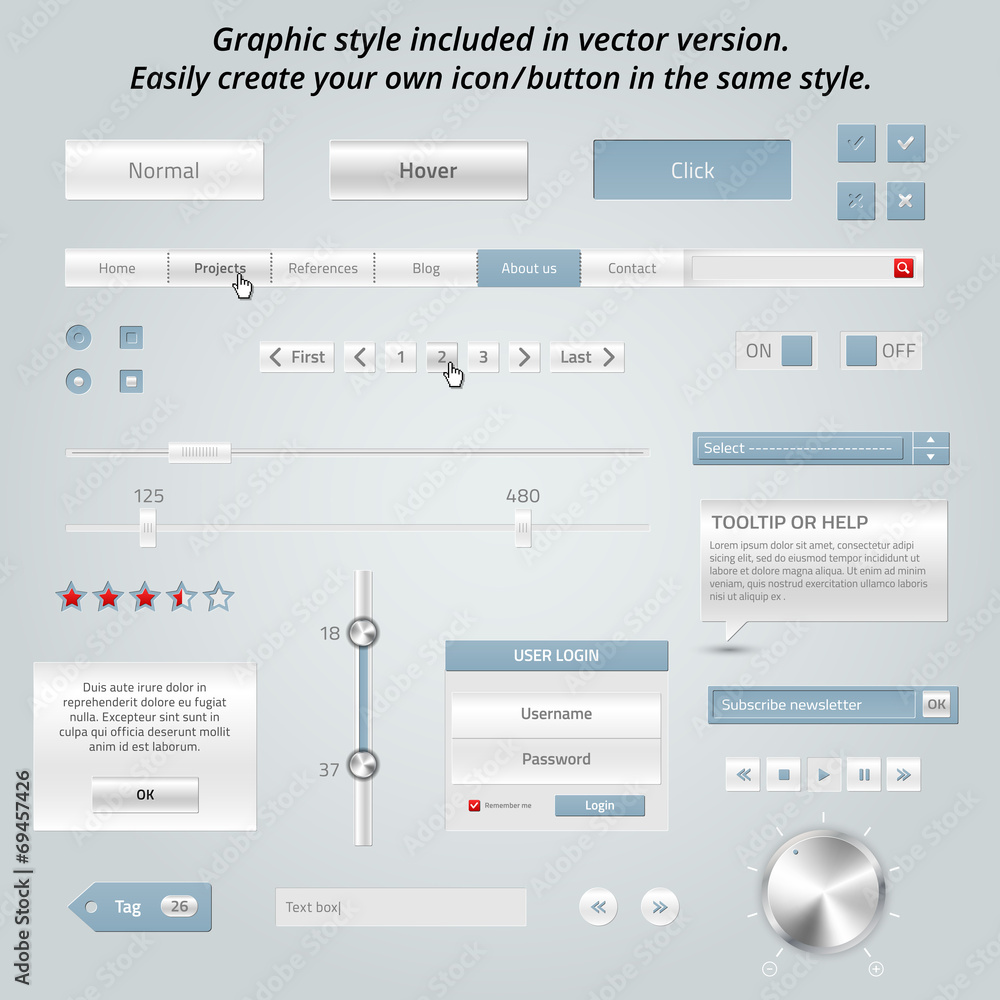 Poster set of elegant web elements