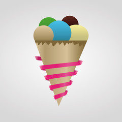 ice cream vector illustration with ribbon