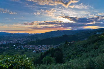 Montecatini Alto near Florence, viewpoint toward west Tuscany