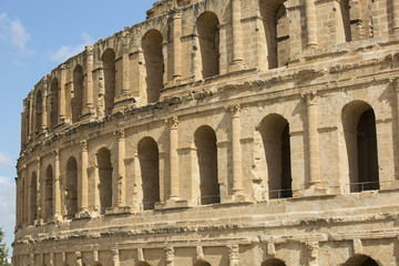 El Jem Coliseum ruins in Tunisia fighting gladiator