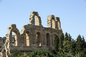 Fototapeta na wymiar El Jem Coliseum ruins in Tunisia fighting gladiator