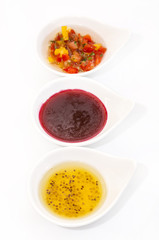 sauces on a white background in the restaurant