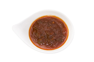 sauces on a white background in the restaurant