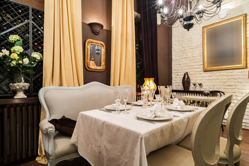 Table setting restaurant interior