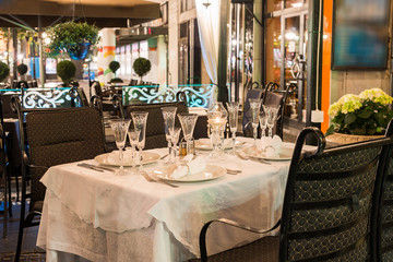 Table setting restaurant interior