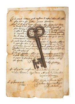Old key on letter
