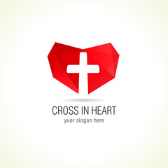 Cross in heart logo