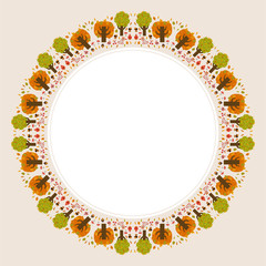 Decorative circular autumn ornament with space for text