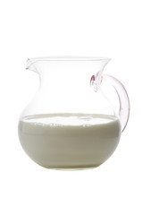 milk in jug on white background