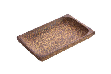 asian wooden tray on white background