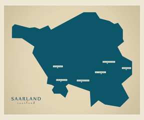 Moderne Landkarte - Saarland