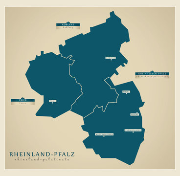 Moderne Landkarte - Rheinland Pfalz