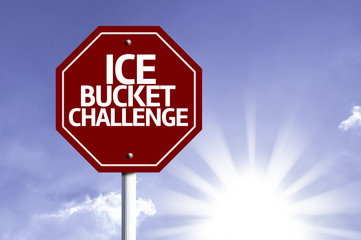 Ice Bucket Challenge red sign with sun background
