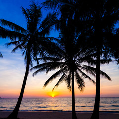 Naklejka na ściany i meble sunset on the beach. Sunset over the tropical beach
