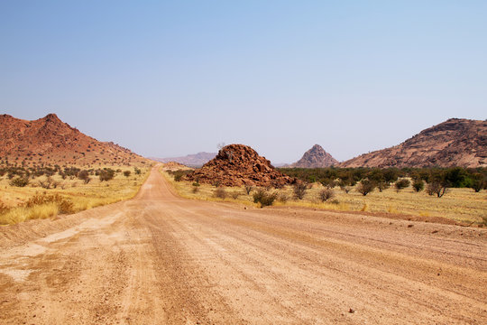 Fototapeta Landscape and road in Damaraland area