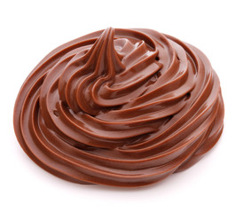 Chocolate cream swirl isolated on white background cutout