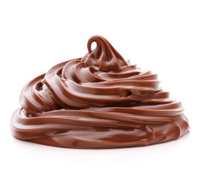 Chocolate cream swirl isolated on white background cutout