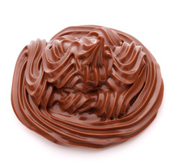 Chocolate cream swirl isolated on white background cutout