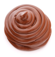 Chocolate cream swirl isolated on white background cutout