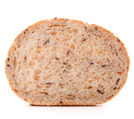 Slice of fresh white grained bread isolated on white background