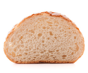 Hunk or slice of fresh white bread isolated on white background