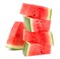 Sliced ripe watermelon isolated on white background cutout