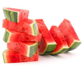 Sliced ripe watermelon isolated on white background cutout