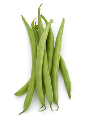 Green beans handful isolated on white background cutout