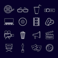 Cinema icons set outline