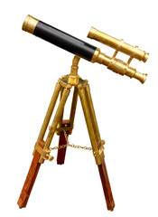 Old telescope isolated. Clipping path included
