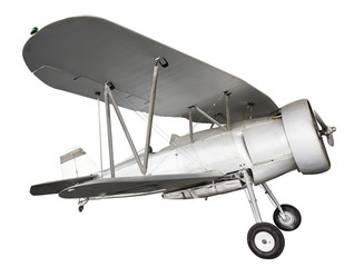 Old biplane isolated. 