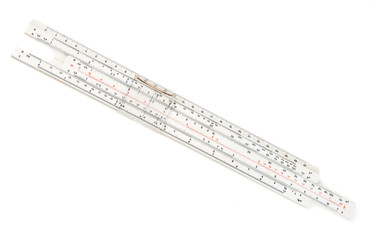 Slide rule isolated. Clipping path included.