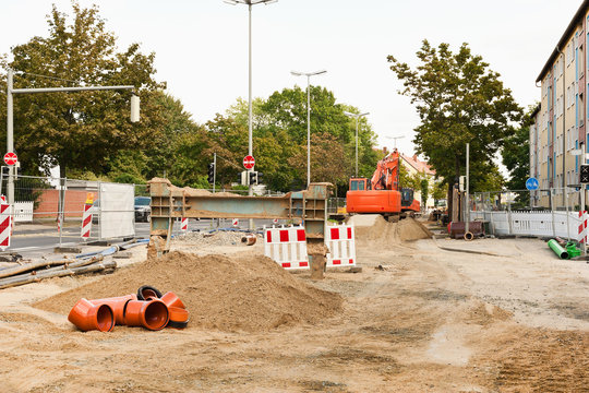 Strasse gesperrt - Strassenbauarbeiten und Kanalbauarbeiten