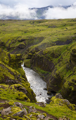 Naklejka na ściany i meble Panorama of Icelandic mountains