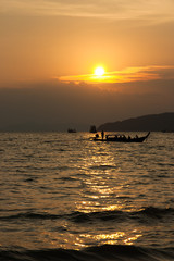 Fototapeta na wymiar Sun set at Andaman sea in Southern Thailand