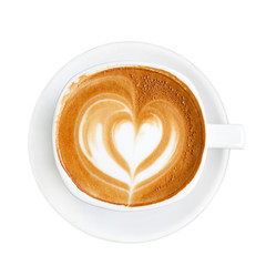Cup of latte coffee isolate on white background