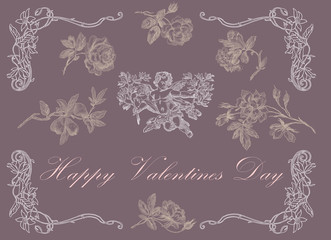 Happy valentines day vintage card