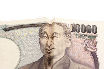 Happy face on Japanese bill - obrazy, fototapety, plakaty