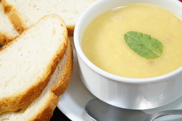 bowl of soup and bread