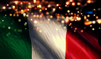 Italy National Flag Light Night Bokeh Abstract Background © natanaelginting