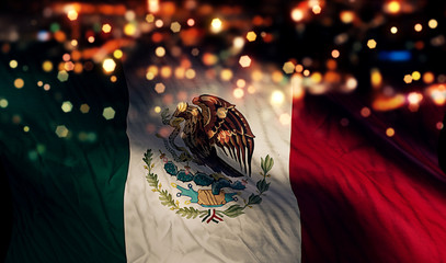Mexico National Flag Light Night Bokeh Abstract Background