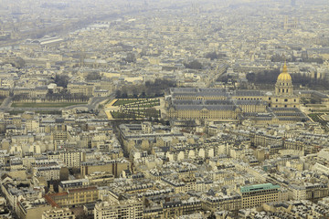 Les Invalides in Paris, view from Eiffel Tower